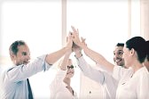 33301281 success and winning concept happy business team giving high five in office